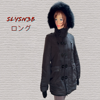 SLYSN36Bブラック ロングコート(毛皮/ファーコート)