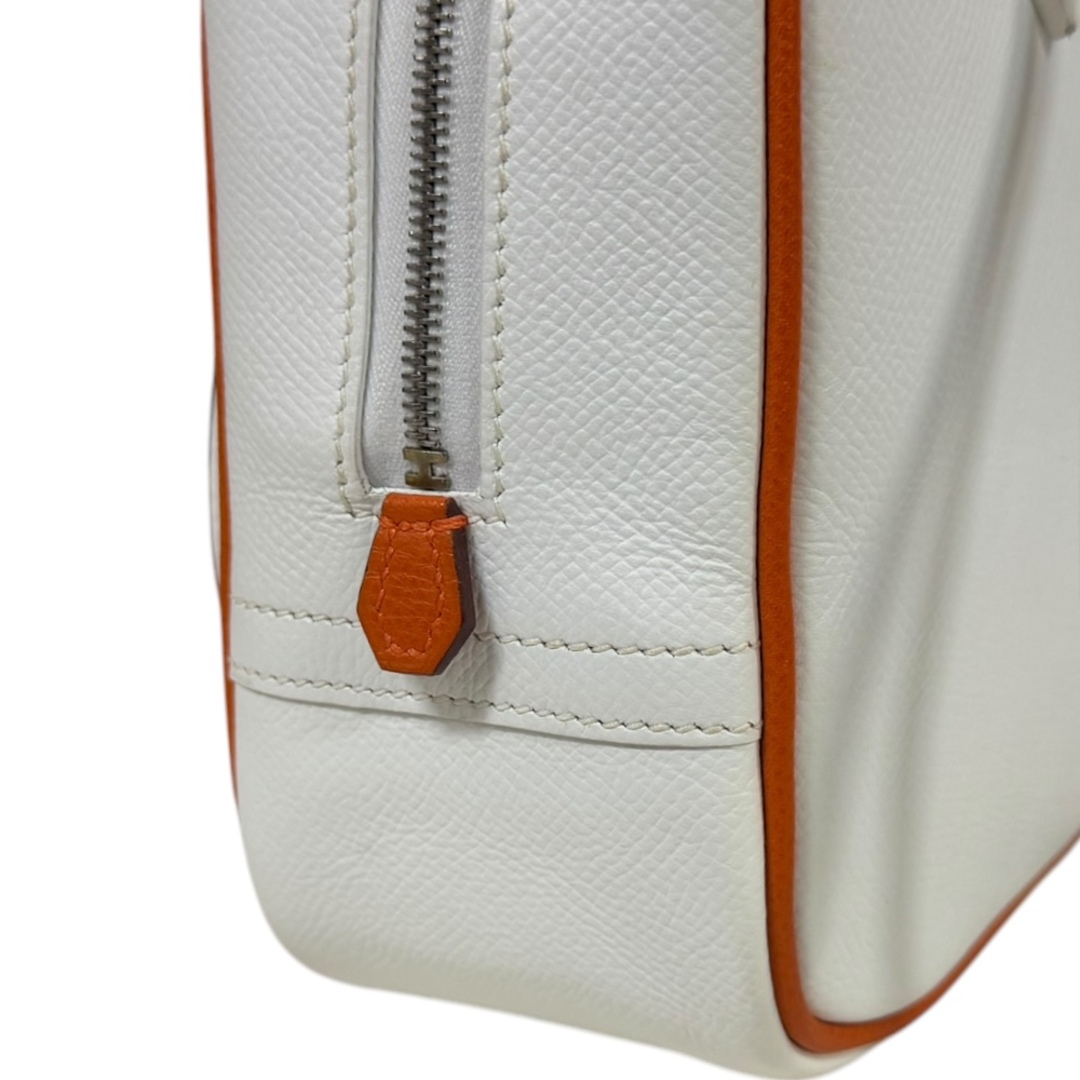 HERMES - エルメス プリュム20 ハンドバッグ レザー ホワイト HERMES - エルメス プリュム20 ハンドバッグ レザー ホワイト