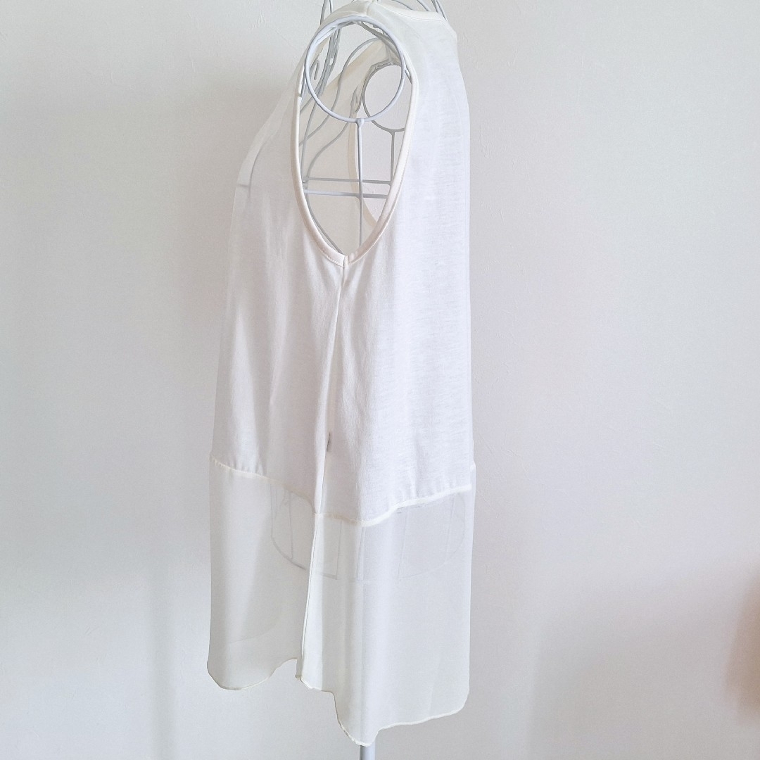 ◆未使用◆オフホワイト◆シフォン◆ロング丈◆タンクトップ◆M～L◆ レディースのトップス(タンクトップ)の商品写真