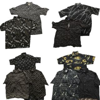 古着卸 まとめ売り 総柄 黒 半袖シャツ 10枚セット (メンズ M 古着卸 まとめ売り 総柄 黒 半袖シャツ 10枚セット (メンズ M