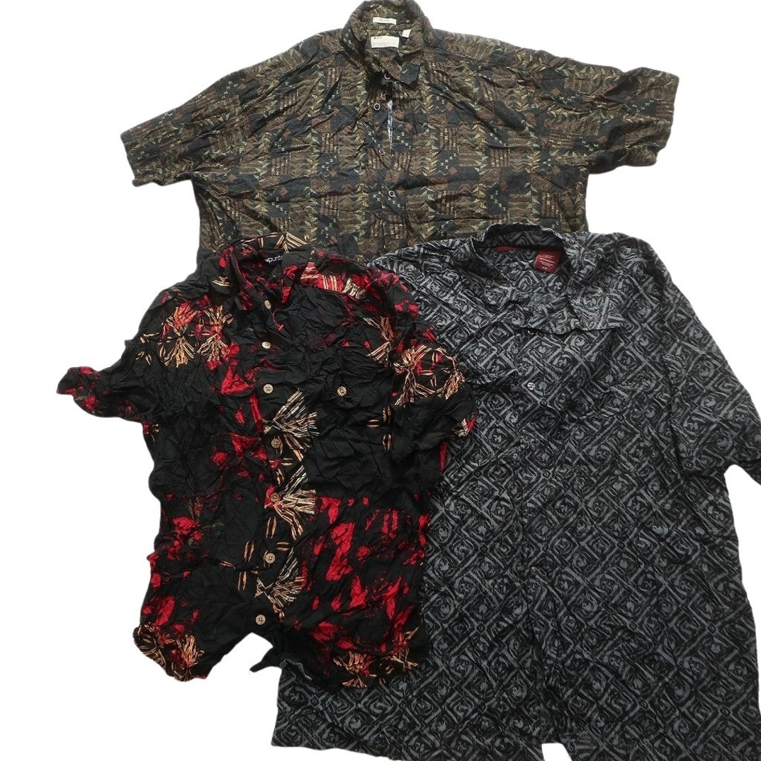 古着卸 まとめ売り 総柄 黒 半袖シャツ 10枚セット (メンズ XL 古着卸 まとめ売り 総柄 黒 半袖シャツ 10枚セット (メンズ XL