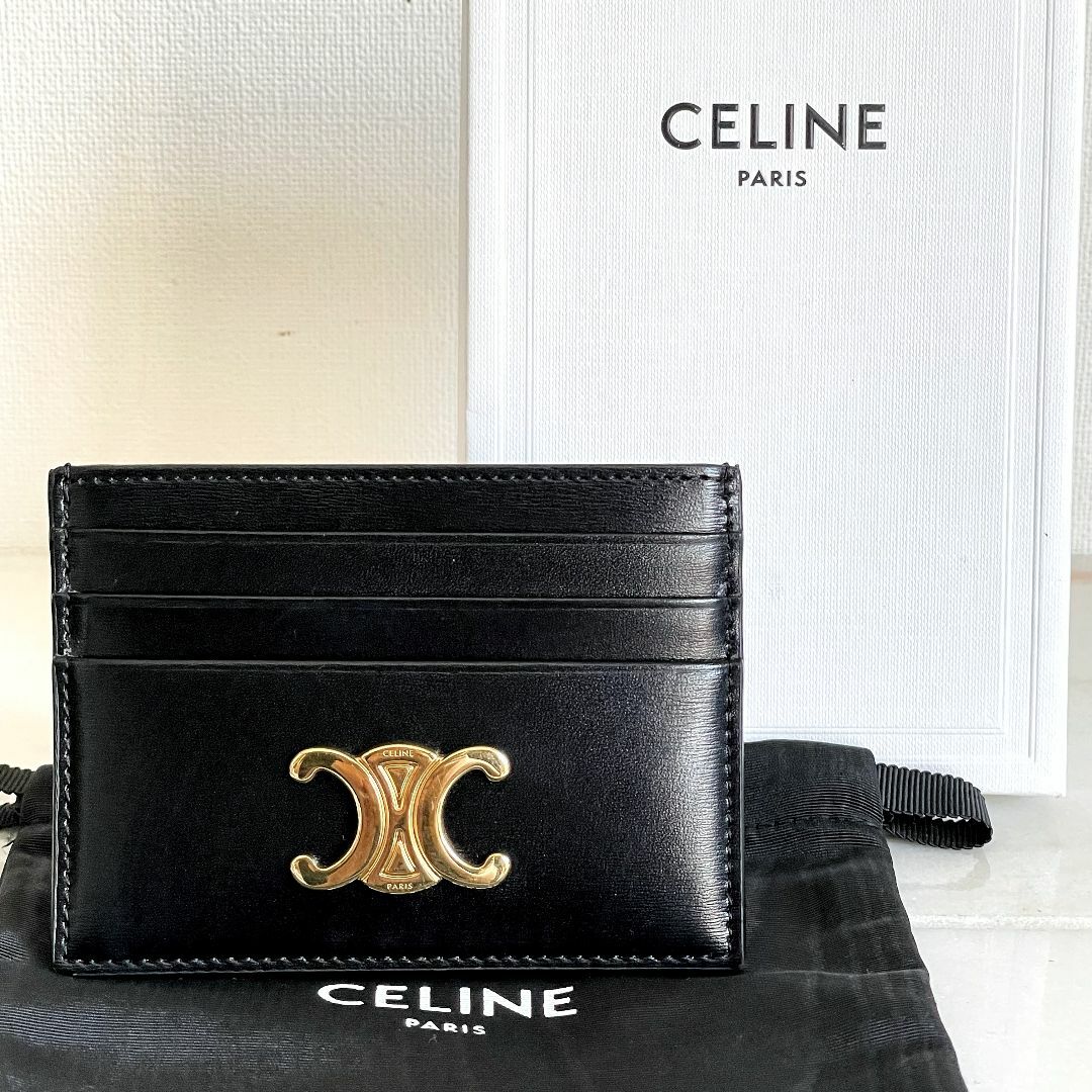 CELINE - 美品☆CELINE セリーヌ トリオンフ フラグメントケース カードケース 黒