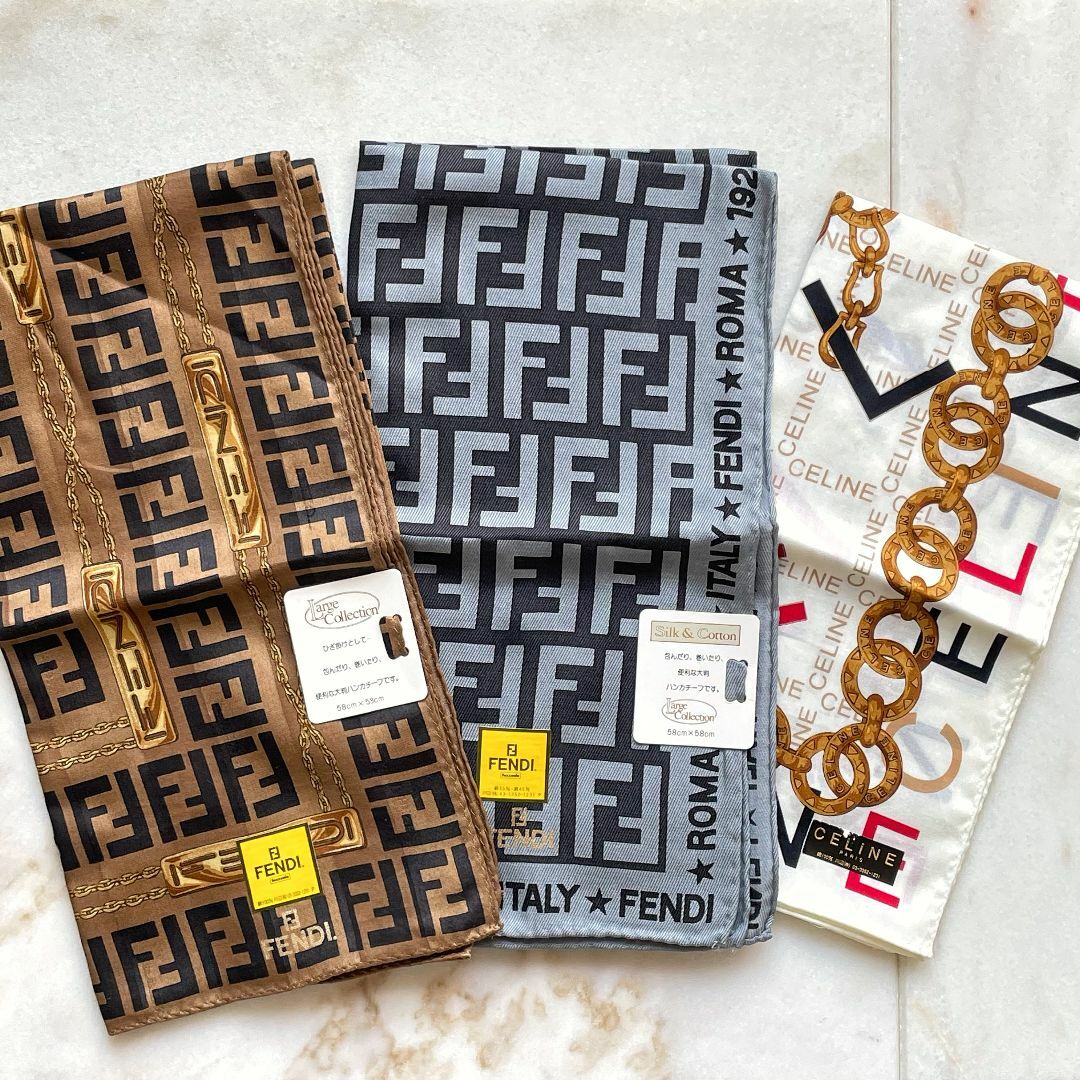 FENDI - FENDI フェンディ CELINE セリーヌ ブランド ハンカチ FENDI - FENDI フェンディ CELINE セリーヌ ブランド ハンカチ
