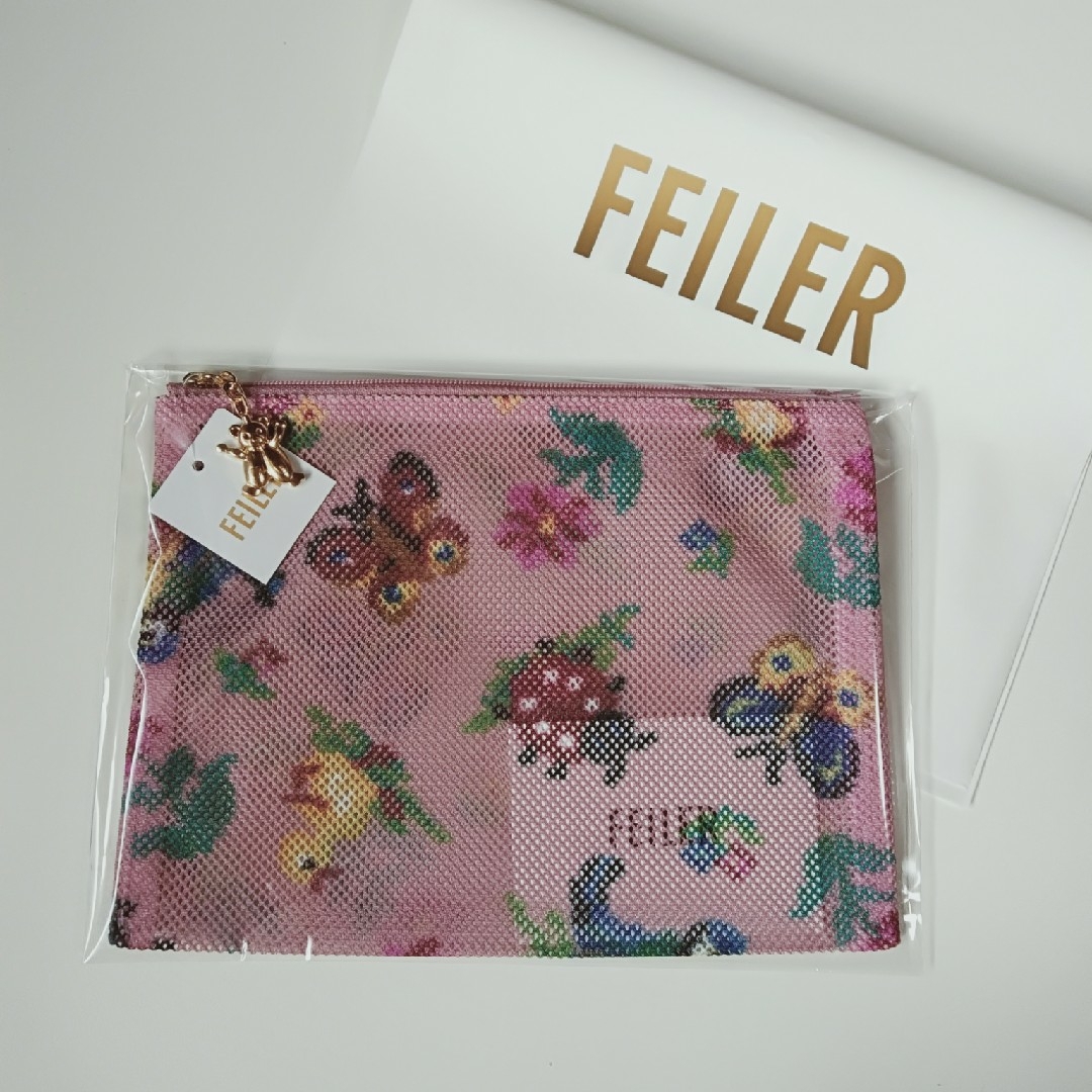 FEILER - フェイラー ハイジ メッシュポーチ Mサイズ ピンクの FEILER - フェイラー ハイジ メッシュポーチ Mサイズ ピンクの