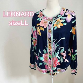 LEONARD - サイズLL レオナール 長袖 ブラウス 金花ボタン 花柄 LEONARD - サイズLL レオナール 長袖 ブラウス 金花ボタン 花柄