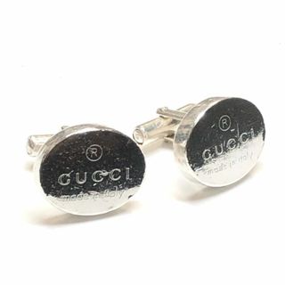 GUCCI - グッチ カフス シルバー ロゴ オーバル カフリンクス GUCCI - グッチ カフス シルバー ロゴ オーバル カフリンクス