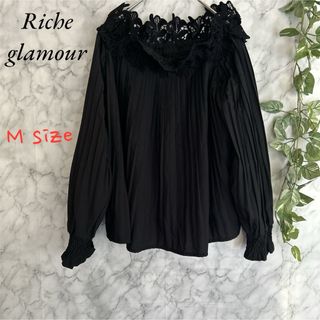 リシェグラマー(Riche glamour)のRiche glamour オフショルダートップス プリーツ 長袖 レース編み(シャツ/ブラウス(長袖/七分))