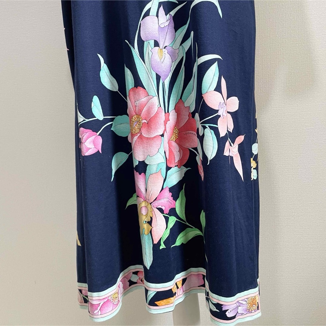 LEONARD - サイズLL レオナール ロングワンピース 半袖 花柄 綿 LEONARD - サイズLL レオナール ロングワンピース 半袖 花柄 綿