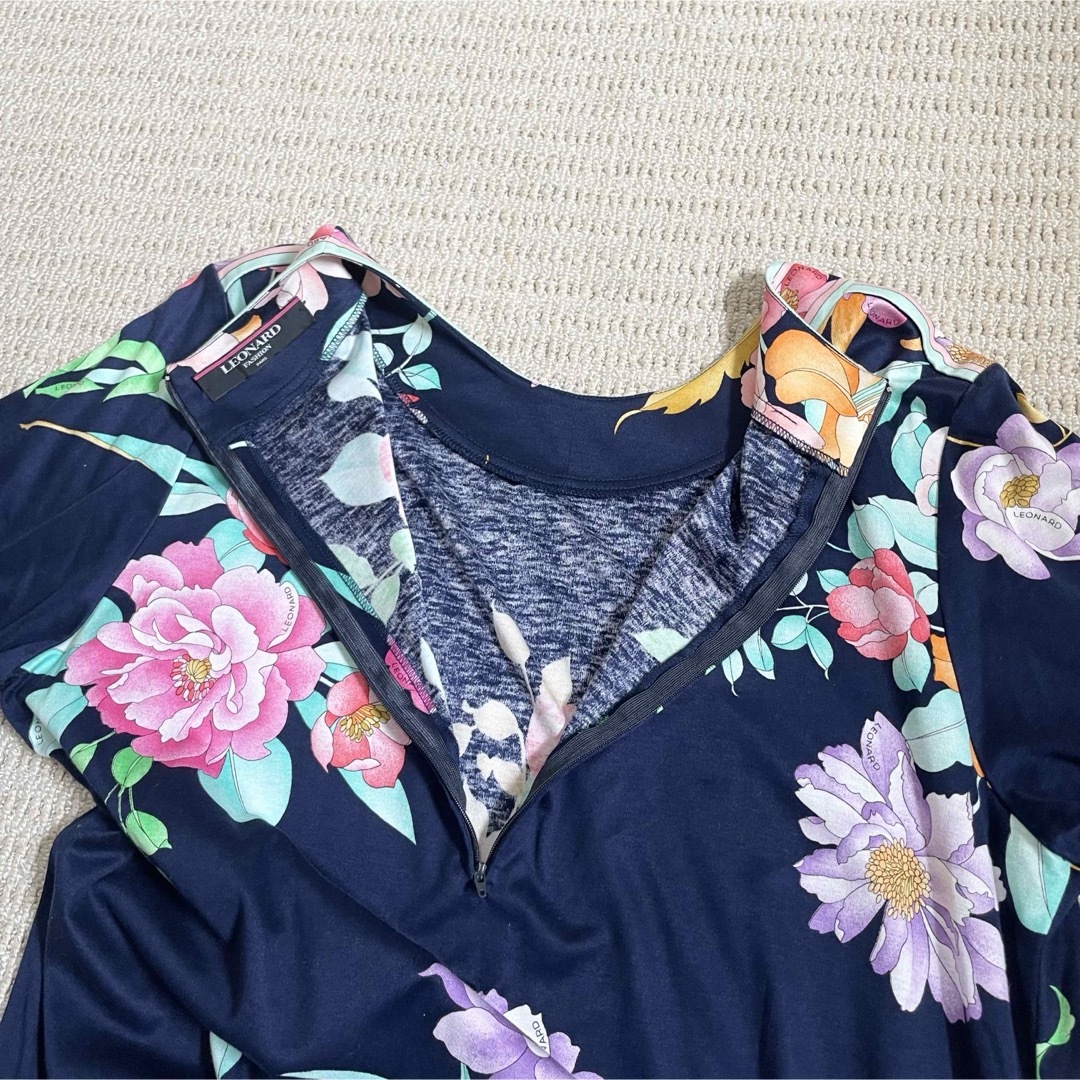 LEONARD - サイズLL レオナール ロングワンピース 半袖 花柄 綿 LEONARD - サイズLL レオナール ロングワンピース 半袖 花柄 綿