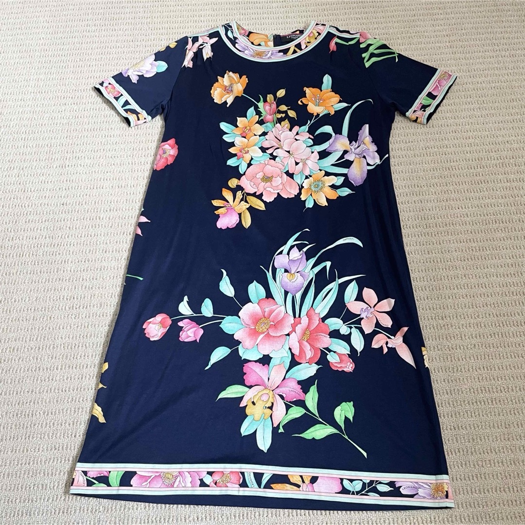 LEONARD - サイズLL レオナール ロングワンピース 半袖 花柄 綿 LEONARD - サイズLL レオナール ロングワンピース 半袖 花柄 綿