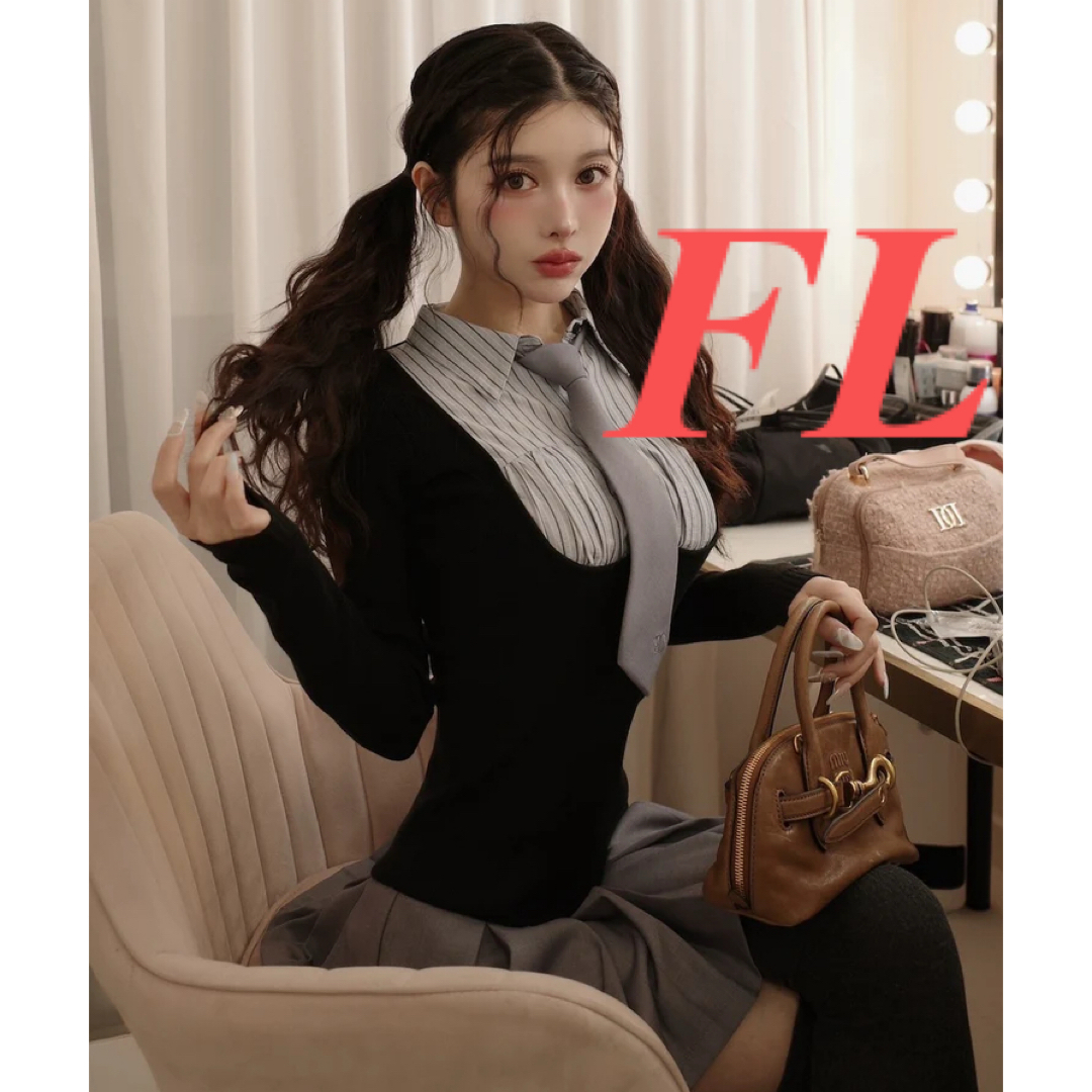 Darich - darich シャツドッキングニットミニワンピースの通販 Darich - darich シャツドッキングニットミニワンピースの通販