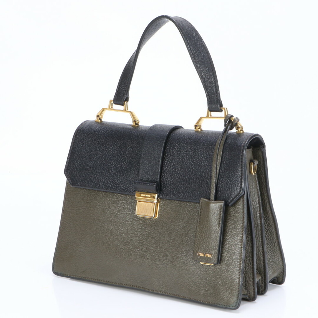 MIU MIU - 美品 ミュウミュウ マドラス バッグ ブラック カーキ MIU MIU - 美品 ミュウミュウ マドラス バッグ ブラック カーキ