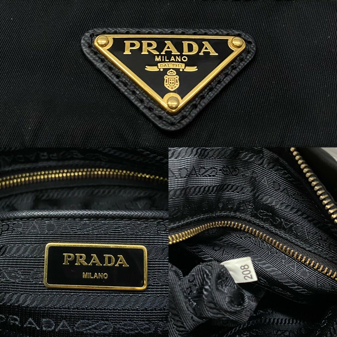 PRADA - 極 美品 PRADA プラダ 三角ロゴ ゴールド 金具 レザー PRADA - 極 美品 PRADA プラダ 三角ロゴ ゴールド 金具 レザー