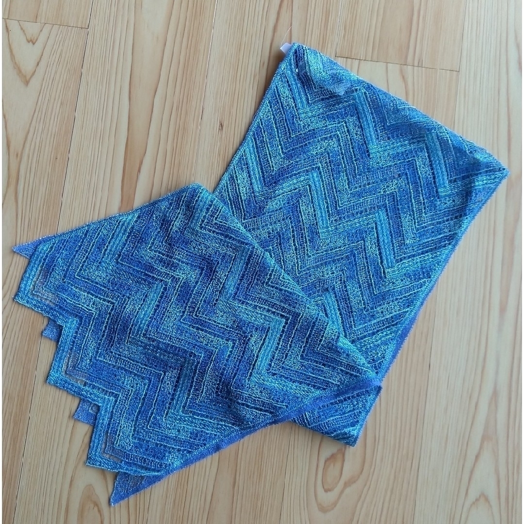 MISSONI - 美品 ミッソーニ マフラー 春夏 ブルー 160×26cm MISSONI - 美品 ミッソーニ マフラー 春夏 ブルー 160×26cm