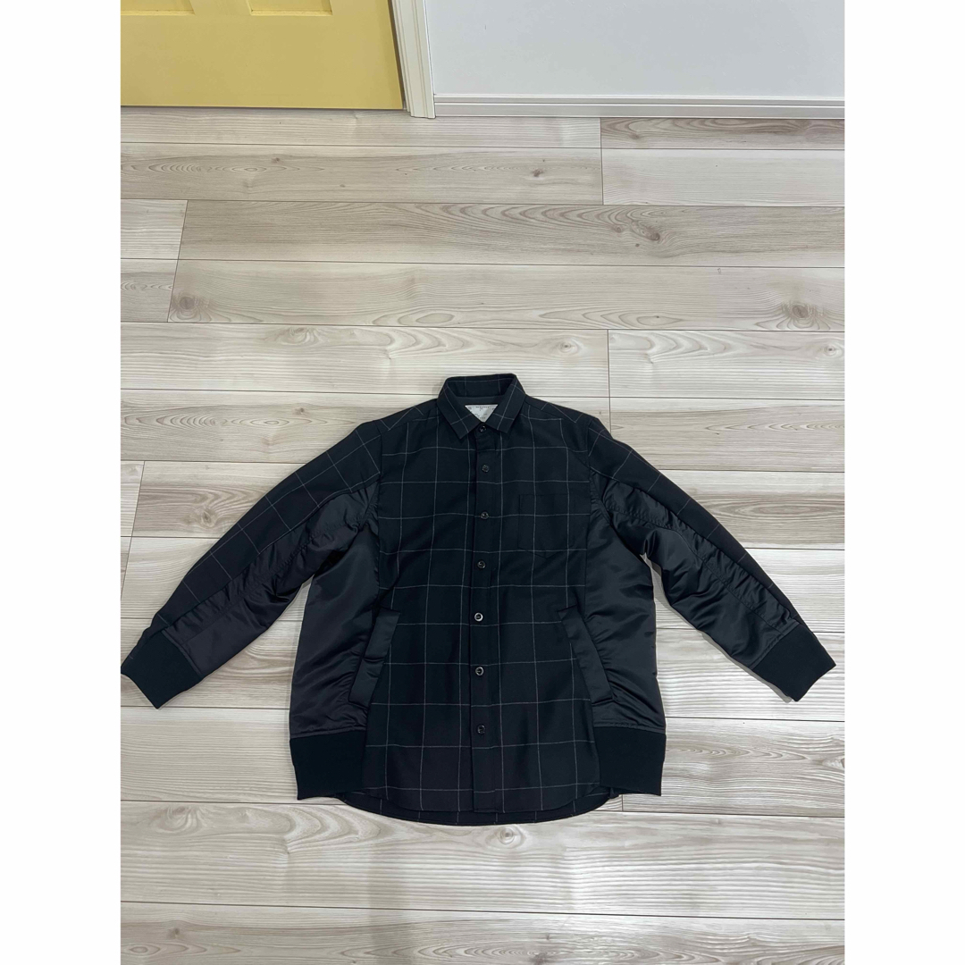 sacai - サカイ Sacai Windowpane ブラック ウール ドッキング sacai - サカイ Sacai Windowpane ブラック ウール ドッキング