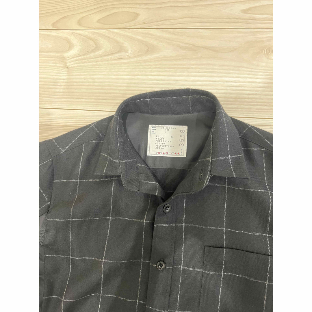 sacai - サカイ Sacai Windowpane ブラック ウール ドッキング sacai - サカイ Sacai Windowpane ブラック ウール ドッキング
