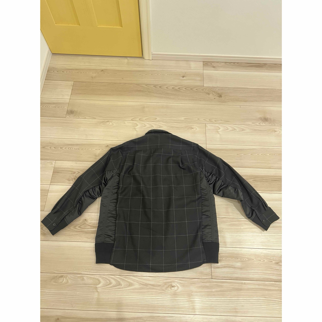 sacai - サカイ Sacai Windowpane ブラック ウール ドッキング sacai - サカイ Sacai Windowpane ブラック ウール ドッキング