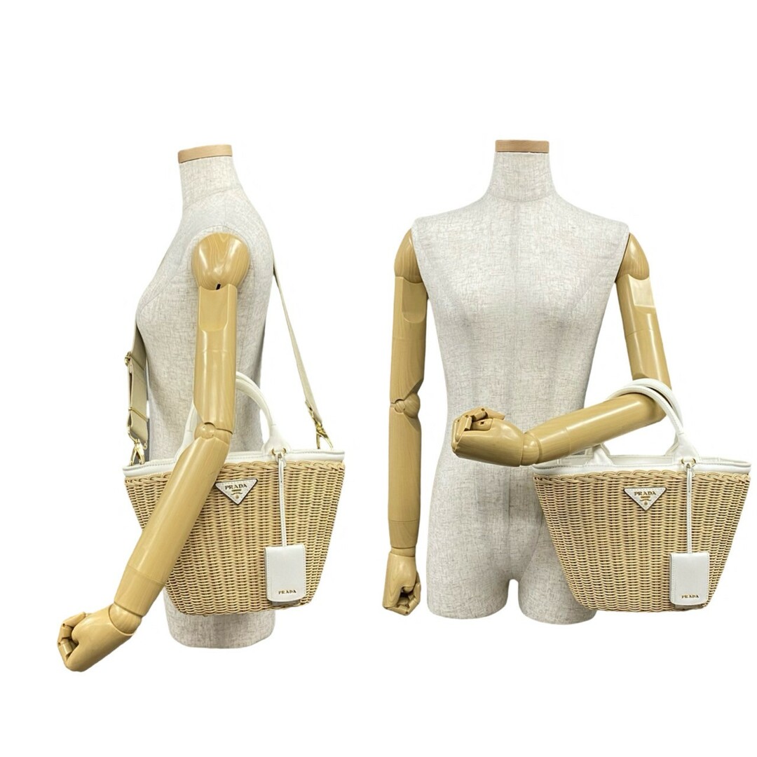 PRADA - 極 美品 PRADA プラダ ウィッカー 三角 ロゴ 金具 PRADA - 極 美品 PRADA プラダ ウィッカー 三角 ロゴ 金具