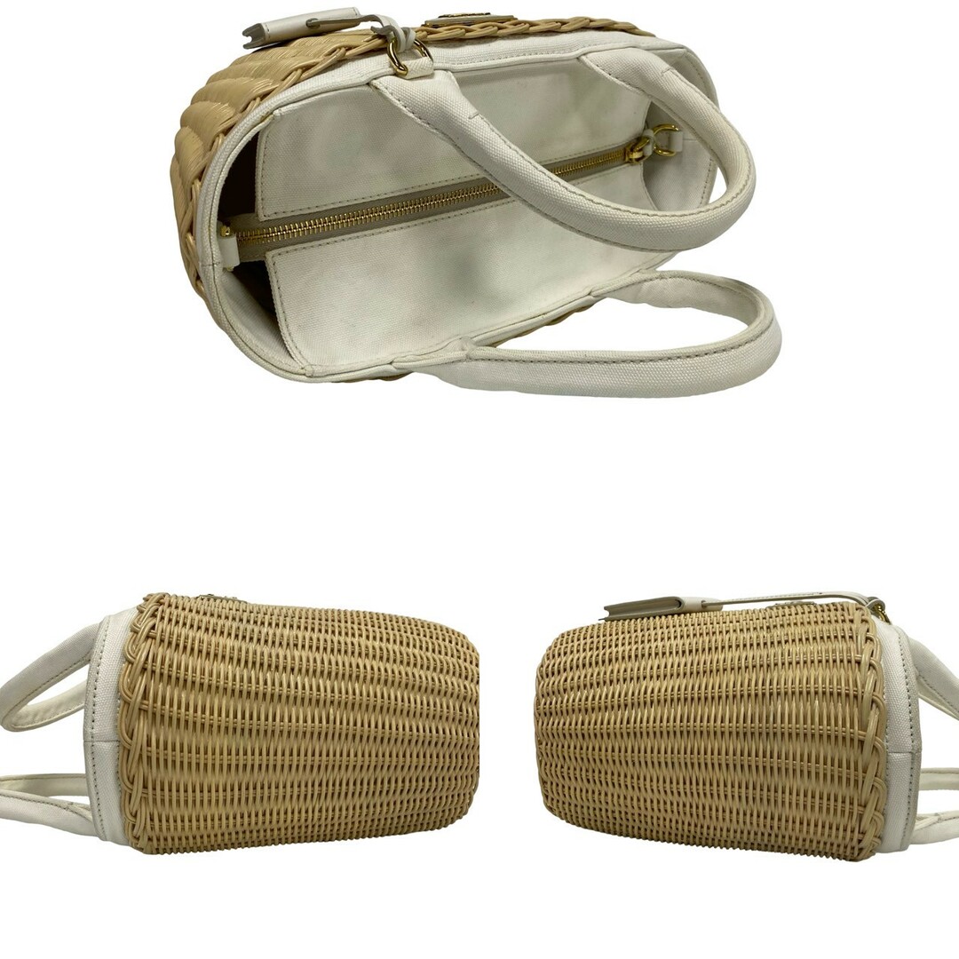PRADA - 極 美品 PRADA プラダ ウィッカー 三角 ロゴ 金具 PRADA - 極 美品 PRADA プラダ ウィッカー 三角 ロゴ 金具
