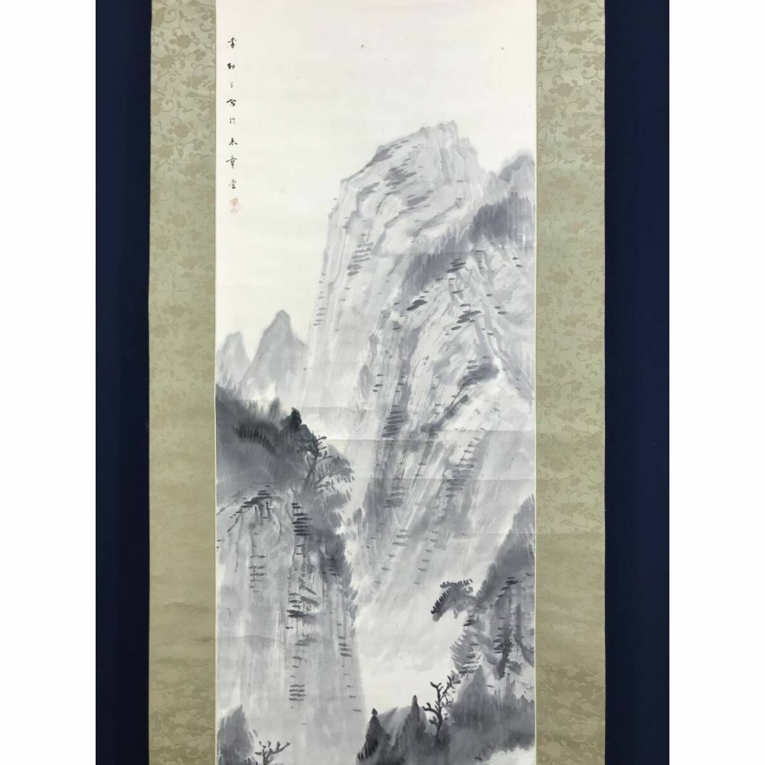 真作/河村李軒/渓山水図/渓谷山水図/山水図/掛軸☆宝船☆AF-562 真作/河村李軒/渓山水図/渓谷山水図/山水図/掛軸☆宝船☆AF-562