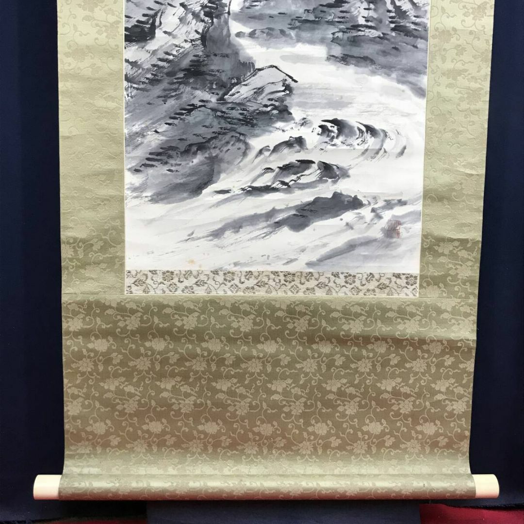 真作/河村李軒/渓山水図/渓谷山水図/山水図/掛軸☆宝船☆AF-562 真作/河村李軒/渓山水図/渓谷山水図/山水図/掛軸☆宝船☆AF-562