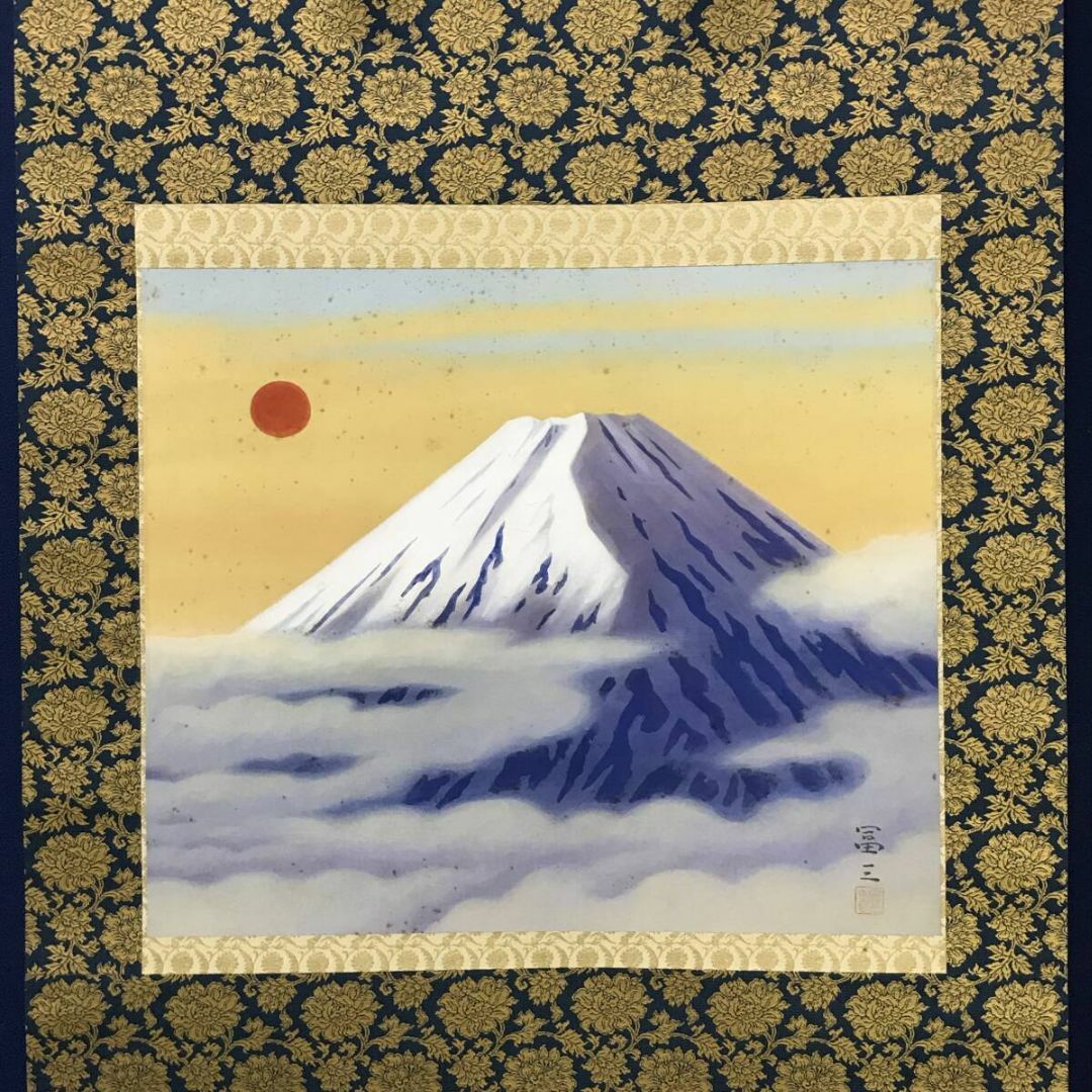 真作/高木冨三/富士山図/富嶽図/富岳図/山水図/横物/掛軸☆宝船 真作/高木冨三/富士山図/富嶽図/富岳図/山水図/横物/掛軸☆宝船