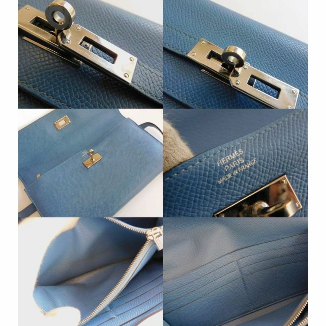 HERMES - エルメス ケリーウォレット ロング □ C刻印 セレスト HERMES - エルメス ケリーウォレット ロング □ C刻印 セレスト