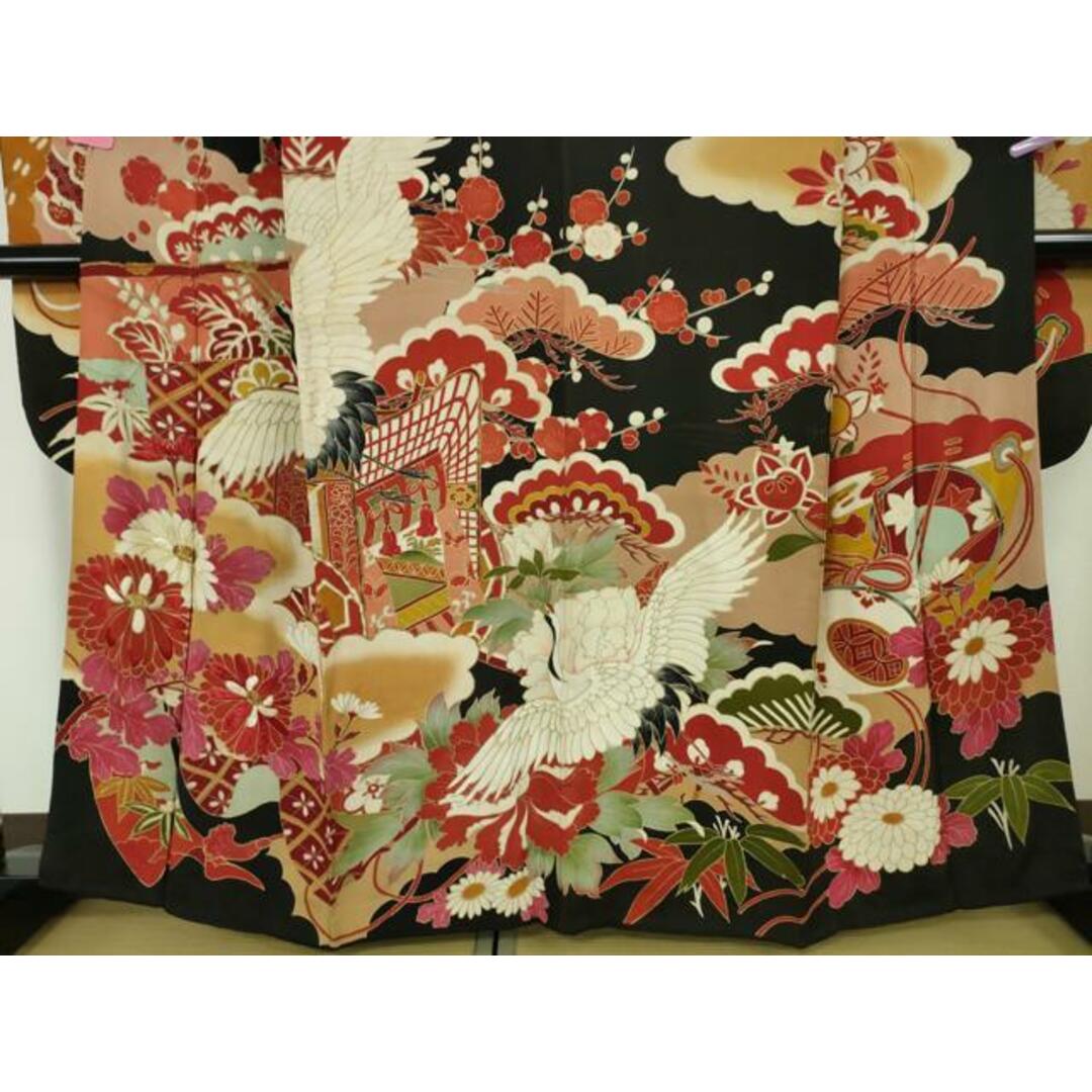 平和屋本店□極上 アンティーク 大正ロマン 振袖 駒刺繍 御所車 平和屋本店□極上 アンティーク 大正ロマン 振袖 駒刺繍 御所車