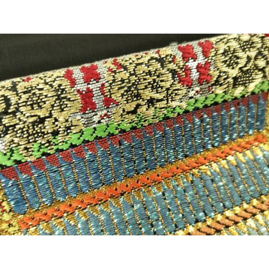 平和屋本店□最高級 龍村平蔵製 六通柄 本袋帯 威毛錦 黒地 金 平和屋本店□最高級 龍村平蔵製 六通柄 本袋帯 威毛錦 黒地 金
