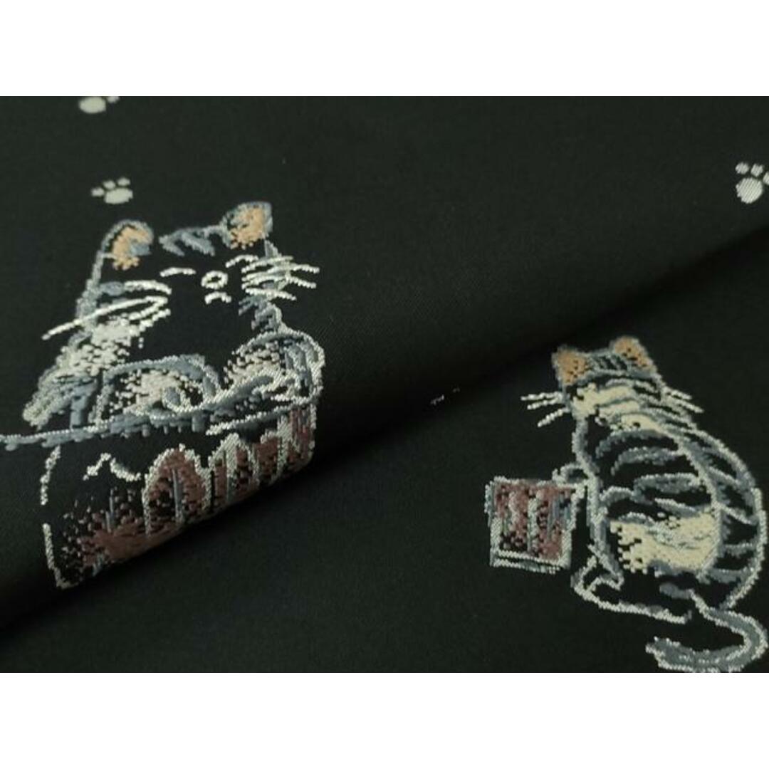 平和屋本店□極上 九寸名古屋帯 猫 ネコ 黒地 逸品 DZAA4832kh5 平和屋本店□極上 九寸名古屋帯 猫 ネコ 黒地 逸品 DZAA4832kh5