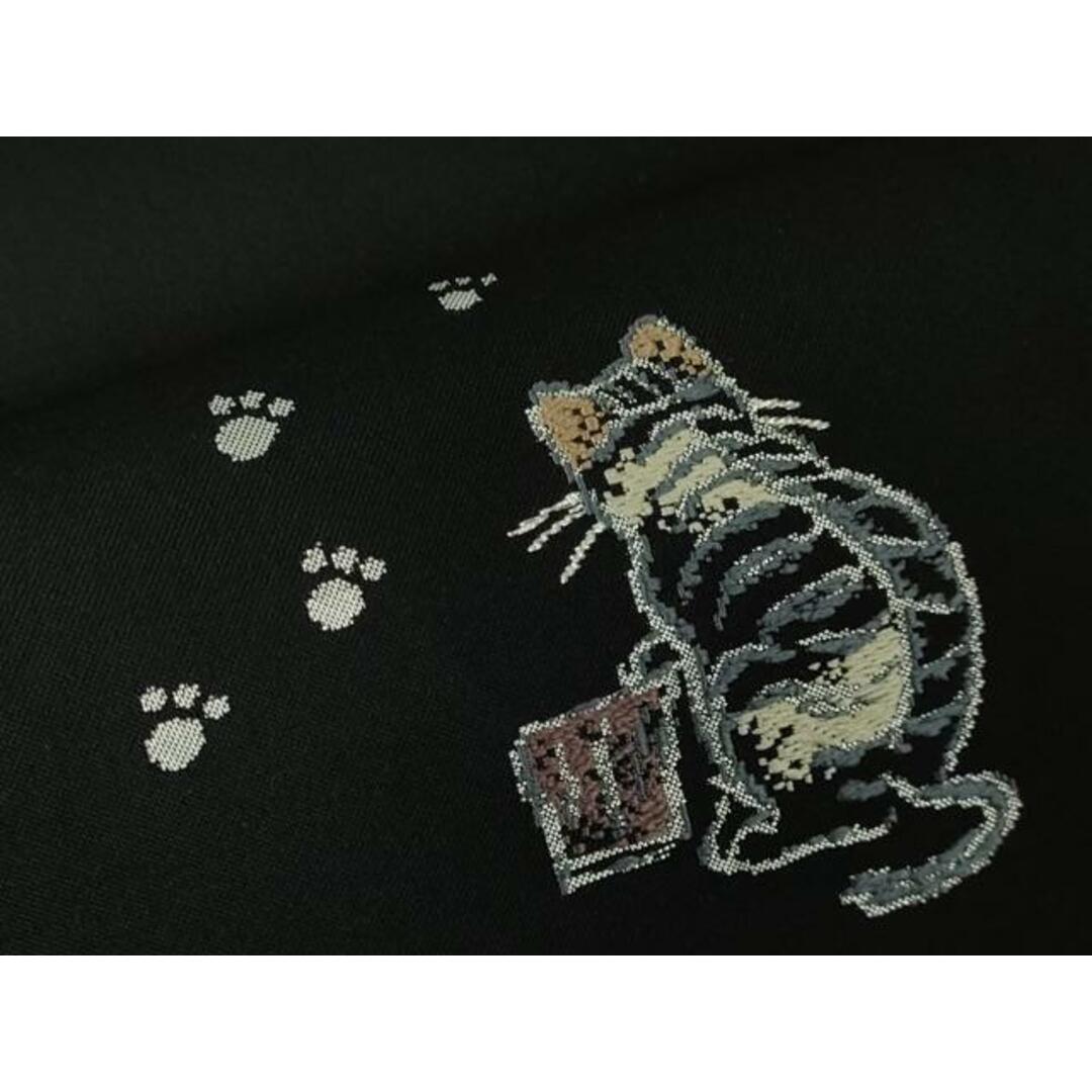 平和屋本店□極上 九寸名古屋帯 猫 ネコ 黒地 逸品 DZAA4832kh5 平和屋本店□極上 九寸名古屋帯 猫 ネコ 黒地 逸品 DZAA4832kh5