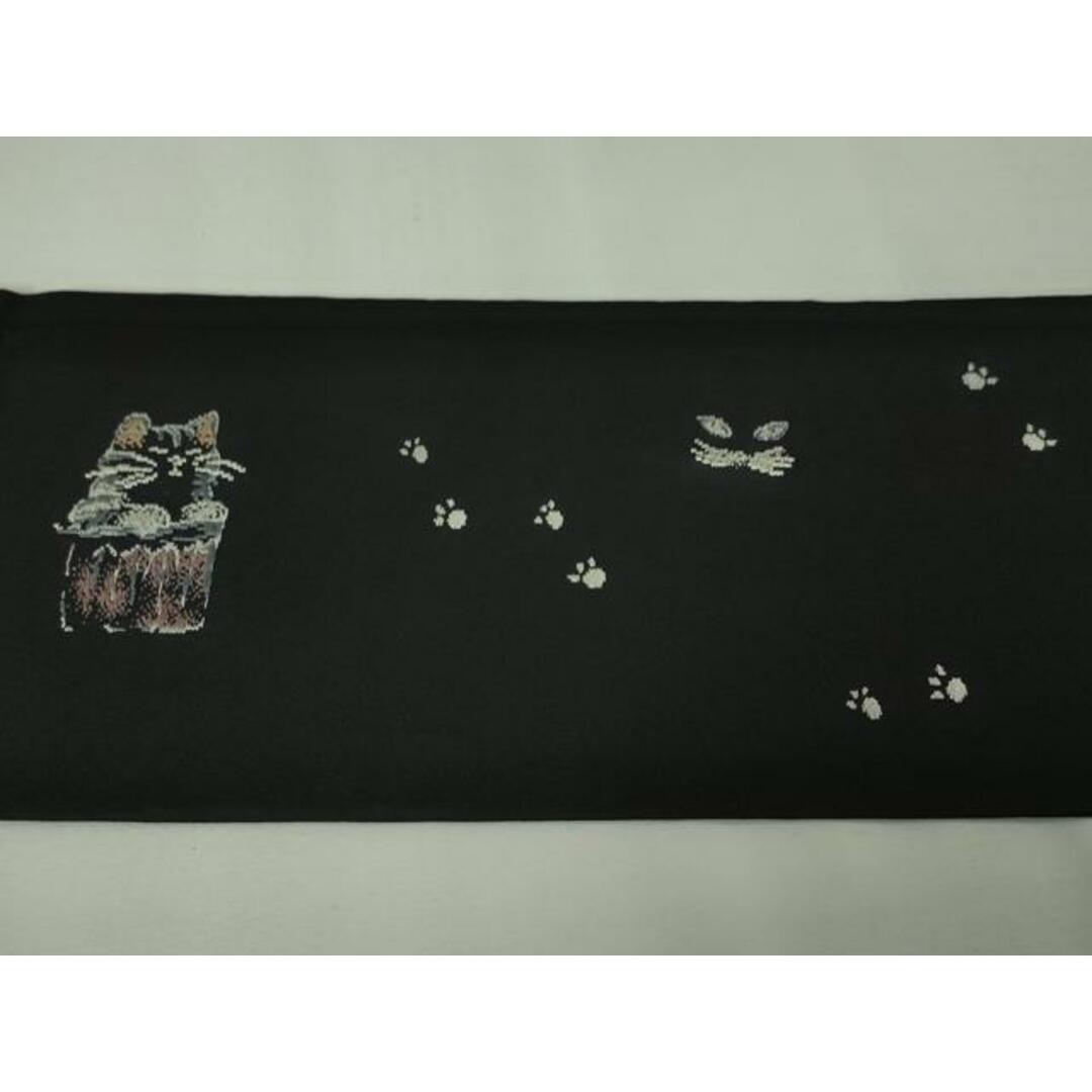 平和屋本店□極上 九寸名古屋帯 猫 ネコ 黒地 逸品 DZAA4832kh5 平和屋本店□極上 九寸名古屋帯 猫 ネコ 黒地 逸品 DZAA4832kh5