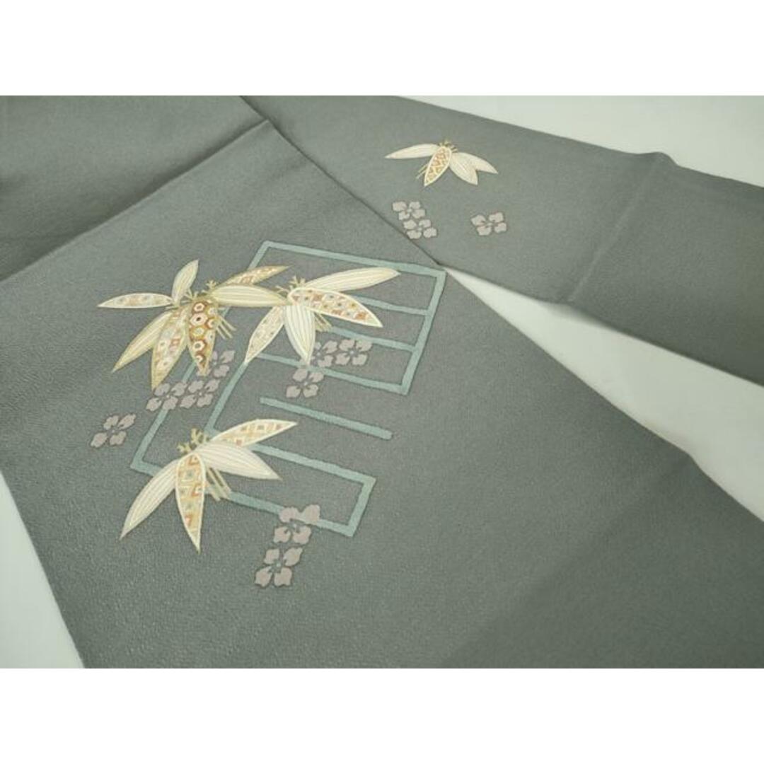 平和屋本店□極上 九寸名古屋帯 笹 鉛色地 金彩 鬼しぼ縮緬 逸品 平和屋本店□極上 九寸名古屋帯 笹 鉛色地 金彩 鬼しぼ縮緬 逸品