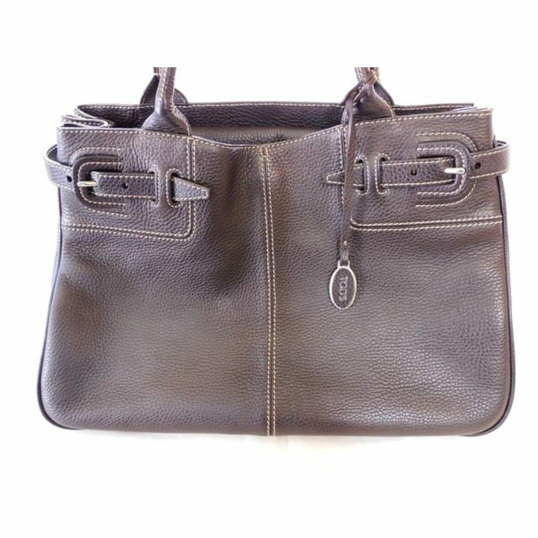 TOD'S - トッズ トートバッグ □ レザー ダークブラウン系 茶 TOD'S - トッズ トートバッグ □ レザー ダークブラウン系 茶