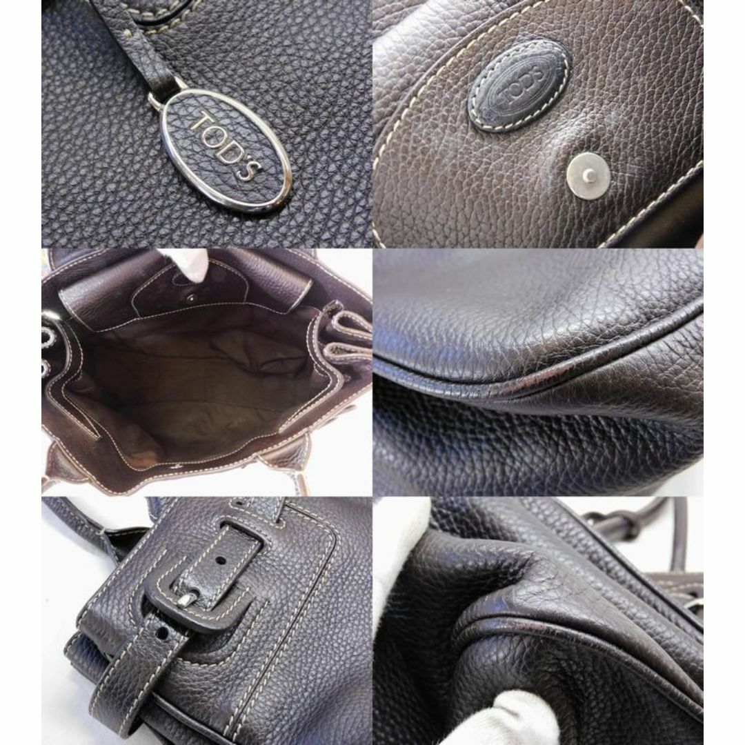 TOD'S - トッズ トートバッグ □ レザー ダークブラウン系 茶 TOD'S - トッズ トートバッグ □ レザー ダークブラウン系 茶