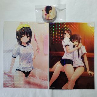 あきたこまち×珈琲貴族ホログラム はがき 2枚 & ミニ缶バッジ 3点セット(キャラクターグッズ)