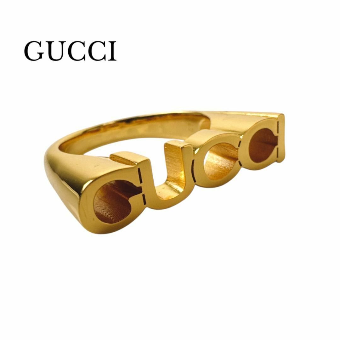GUCCI - GUCCI リング 指輪 ロゴ ゴールド 現行の通販 by GUCCI - GUCCI リング 指輪 ロゴ ゴールド 現行の通販 by