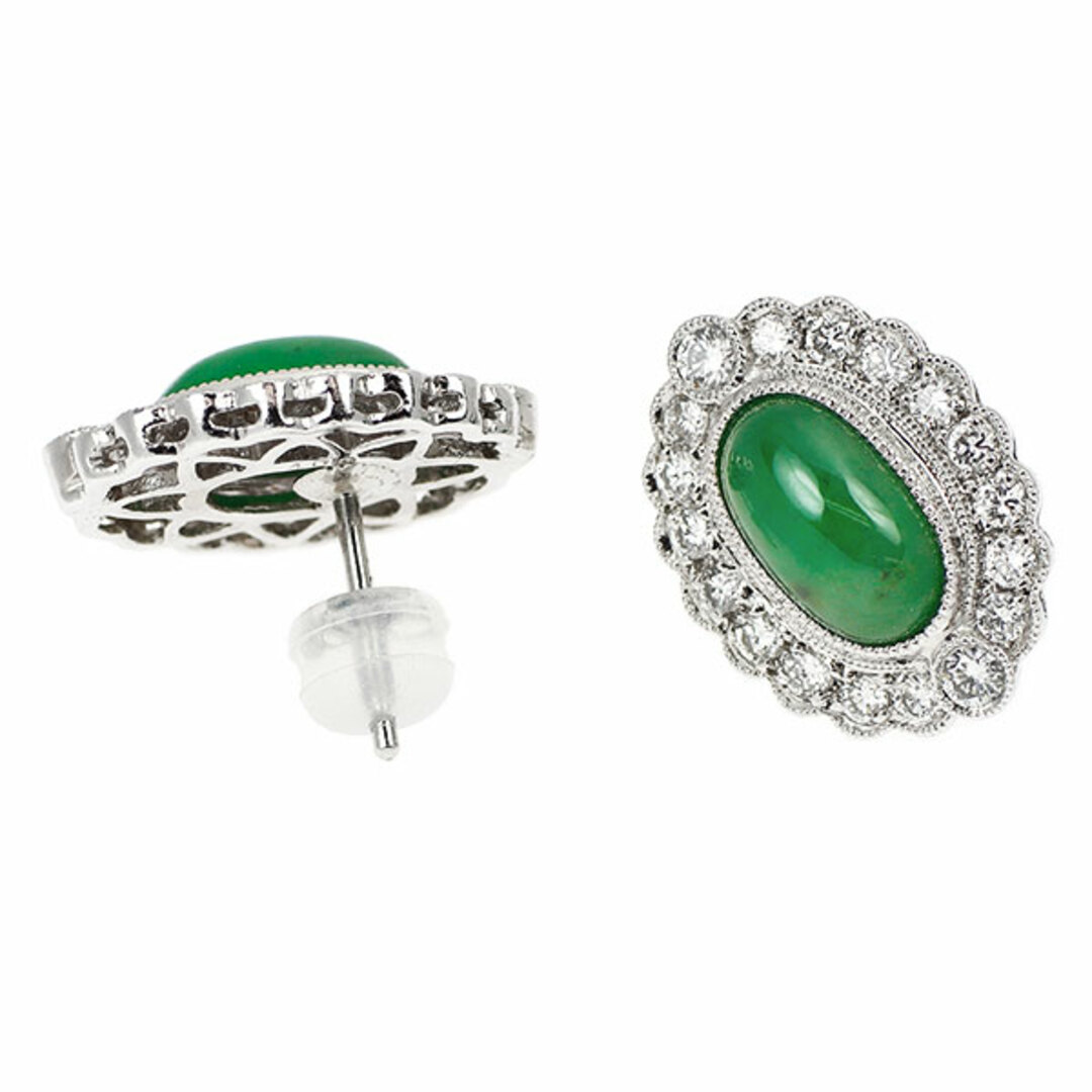 Pt900 樹脂含浸なし 翡翠 ダイヤモンド ピアス 4.00ct D0.86ctの Pt900 樹脂含浸なし 翡翠 ダイヤモンド ピアス 4.00ct D0.86ctの