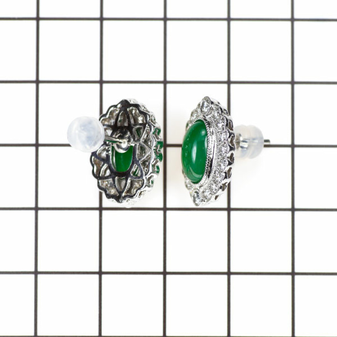 Pt900 樹脂含浸なし 翡翠 ダイヤモンド ピアス 4.00ct D0.86ctの Pt900 樹脂含浸なし 翡翠 ダイヤモンド ピアス 4.00ct D0.86ctの