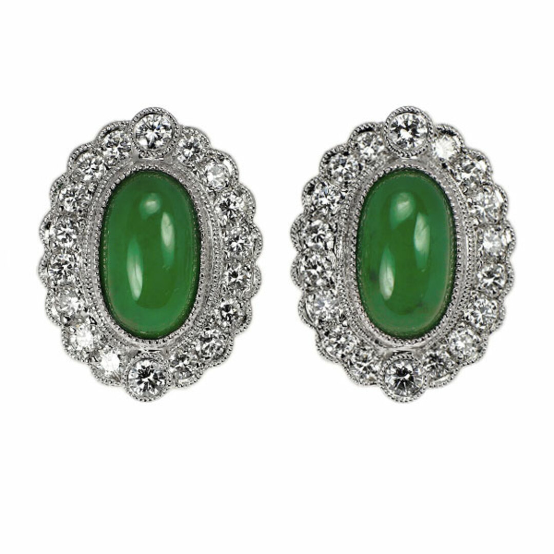 Pt900 樹脂含浸なし 翡翠 ダイヤモンド ピアス 4.00ct D0.86ctの Pt900 樹脂含浸なし 翡翠 ダイヤモンド ピアス 4.00ct D0.86ctの