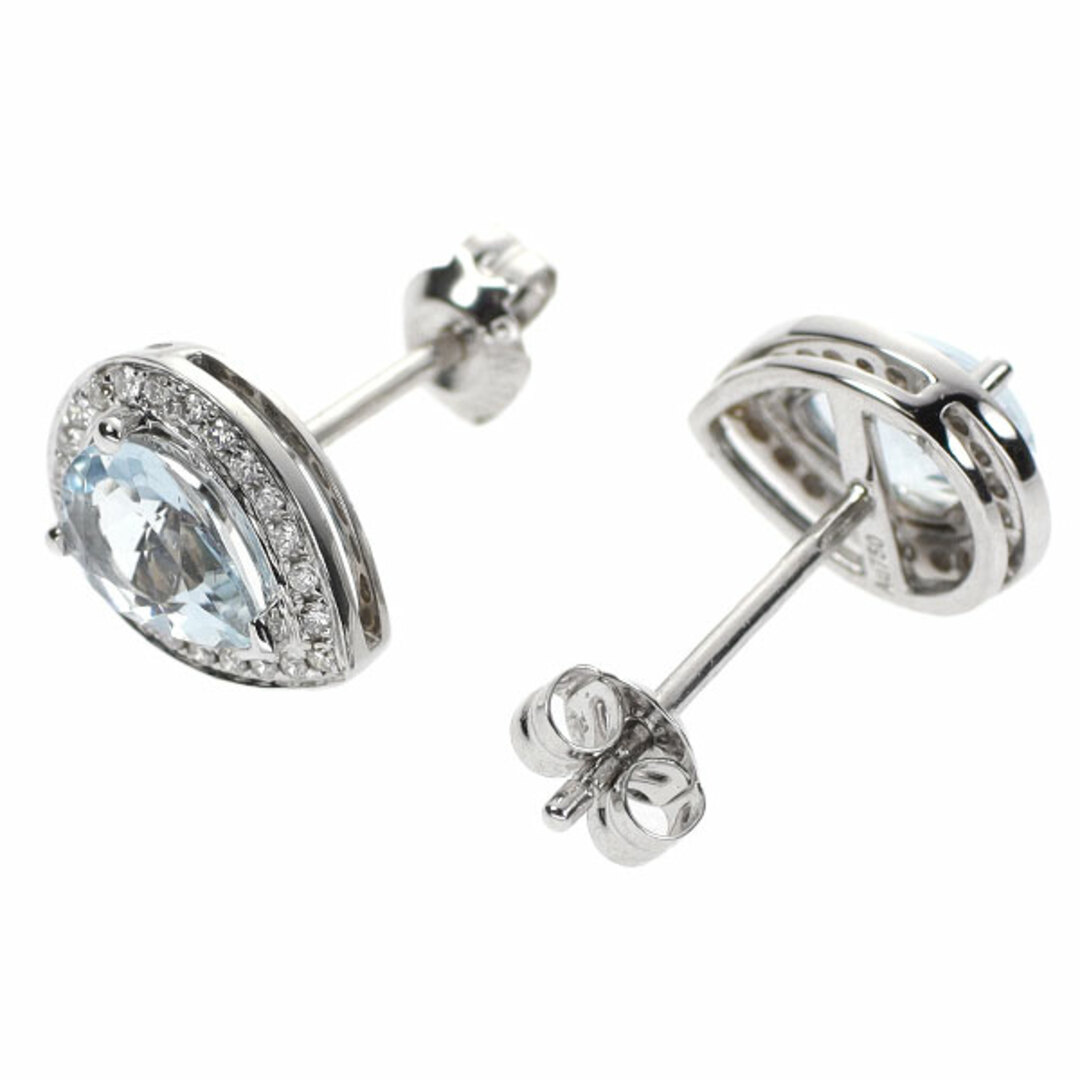 K18WG ペアシェイプ アクアマリン ダイヤモンド ピアス 1.50ct K18WG ペアシェイプ アクアマリン ダイヤモンド ピアス 1.50ct