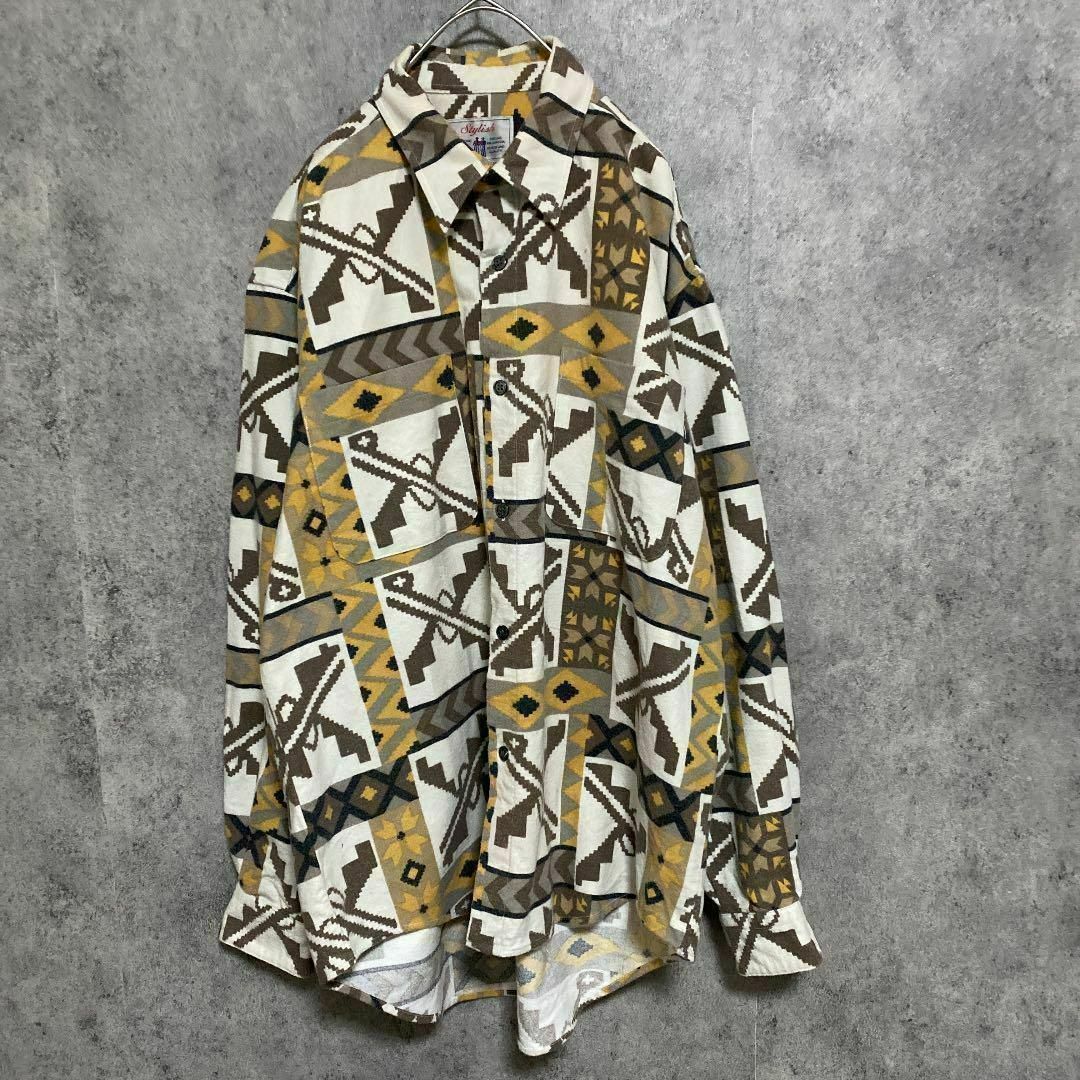 VINTAGE - 90s vintage 総柄シャツ メンズ M 古着 個性派 奇抜 VINTAGE - 90s vintage 総柄シャツ メンズ M 古着 個性派 奇抜