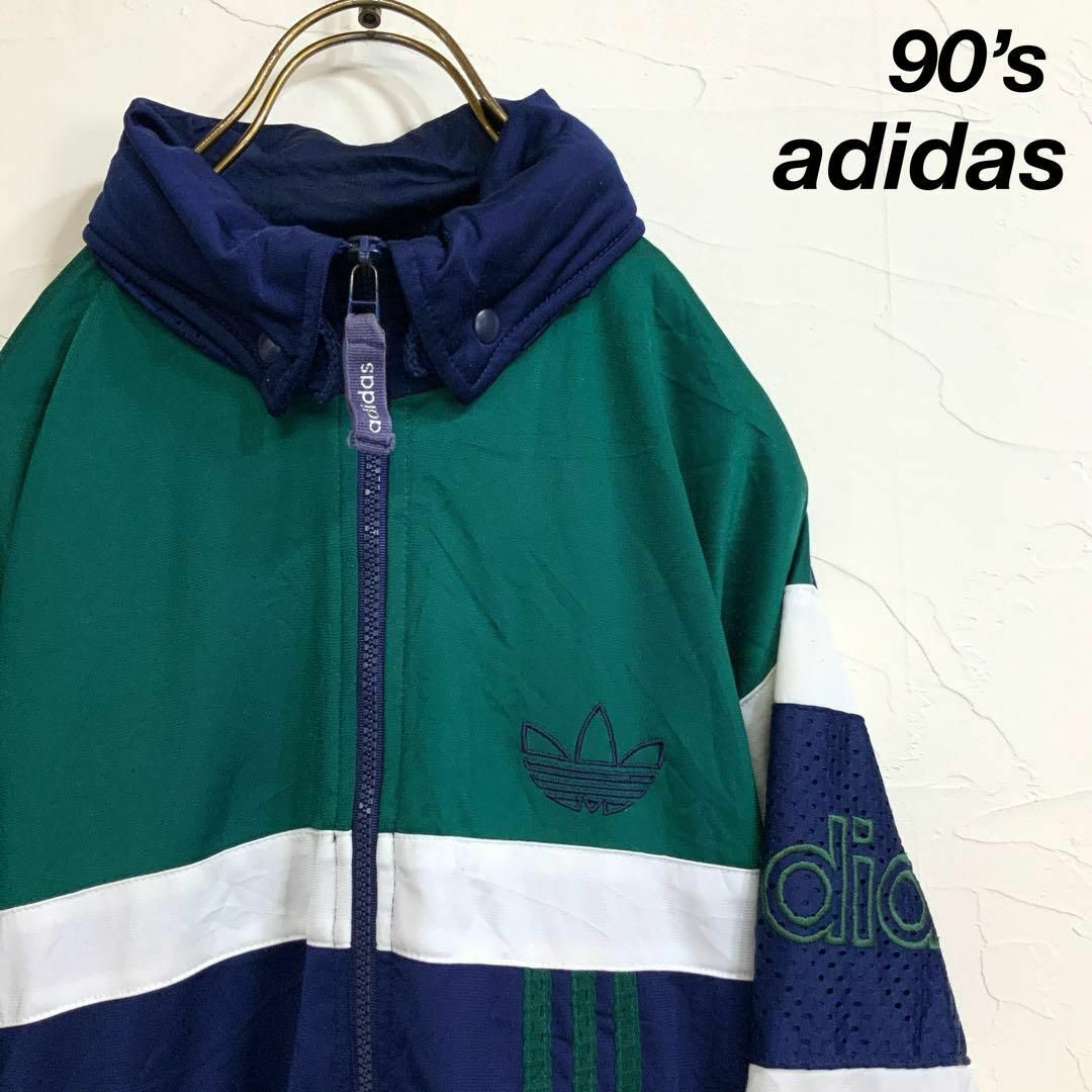 90's adidas ビッグトレフォイル刺繍 トラックトップ サイドロゴ 90's adidas ビッグトレフォイル刺繍 トラックトップ サイドロゴ