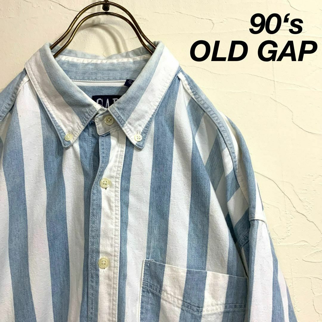 GAP - 90's OLD GAP オールドギャップ 太ストライプ シャツの GAP - 90's OLD GAP オールドギャップ 太ストライプ シャツの