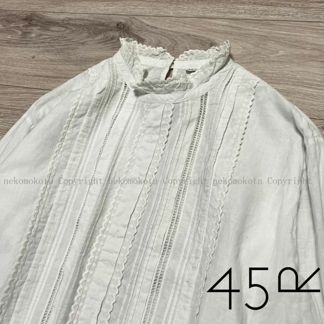 45R - 45R インドカディdeTシャツ 2 白 レース フリル ブラウス 45R - 45R インドカディdeTシャツ 2 白 レース フリル ブラウス