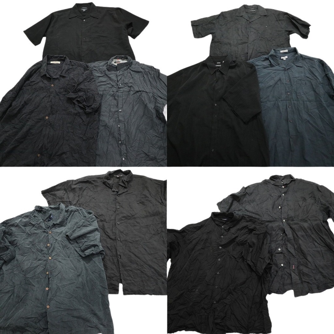 古着卸 まとめ売り 黒 無地 半袖シャツ 10枚セット (メンズ 2XL 古着卸 まとめ売り 黒 無地 半袖シャツ 10枚セット (メンズ 2XL
