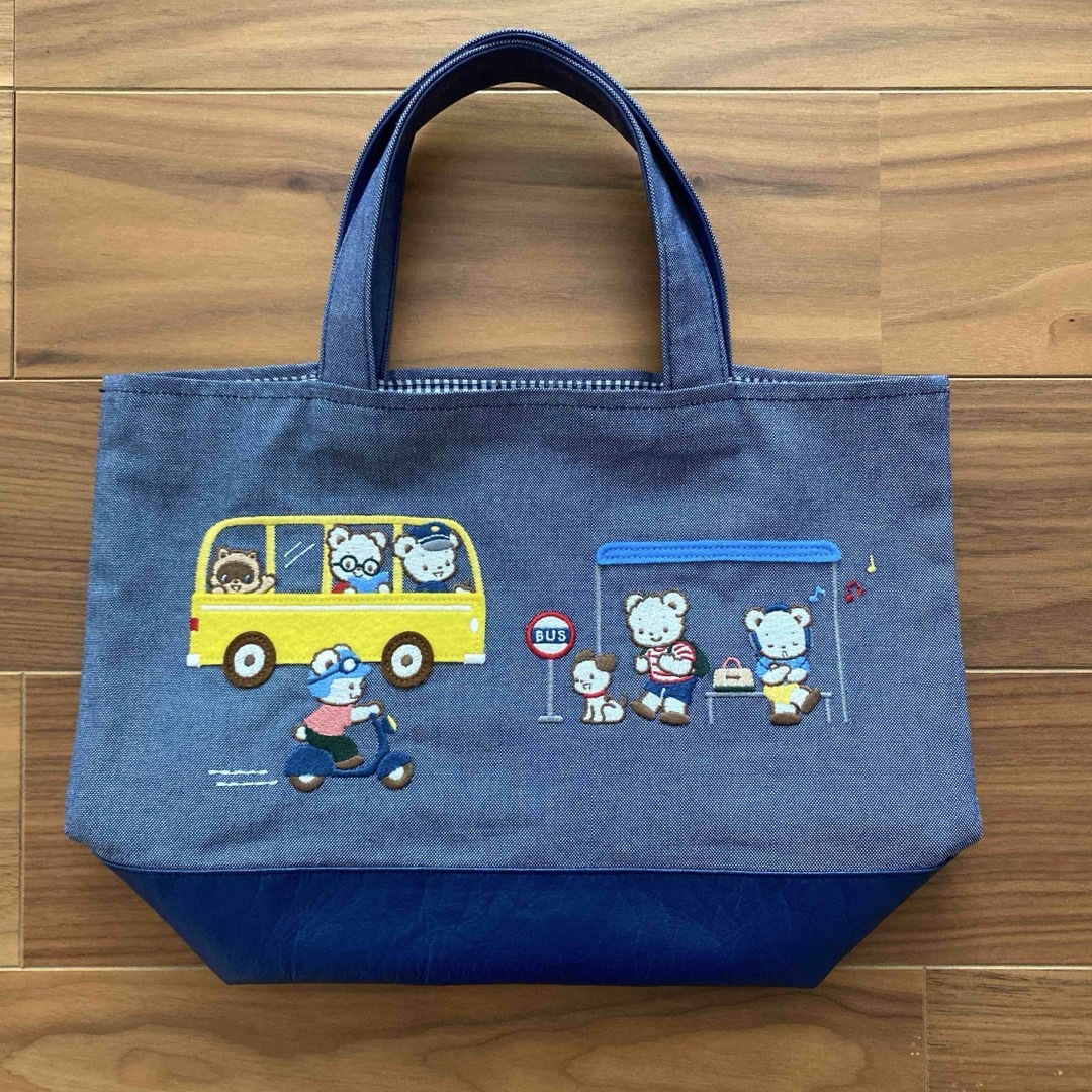 familiar - ファミリア ブルー バス バイク 黄色 トートバッグ familiar - ファミリア ブルー バス バイク 黄色 トートバッグ