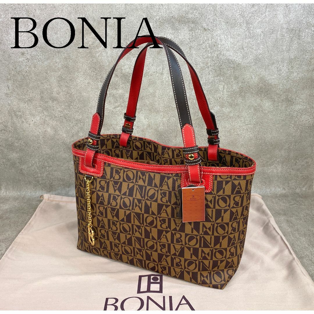 BONIA ボニア PVC＆牛革 モノグラム A４サイズ対応 トートバッグ
