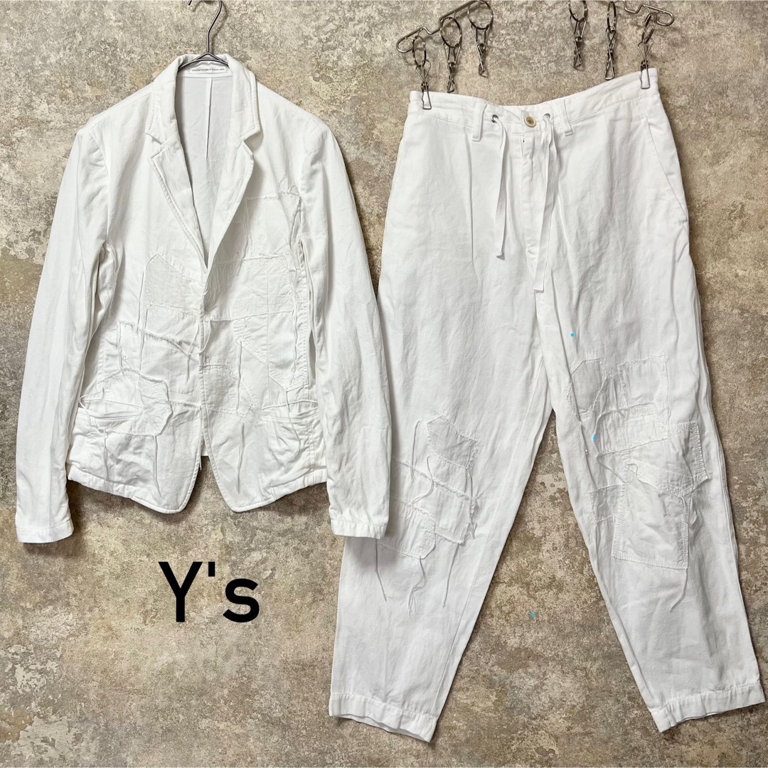 Y's - Y's ワイズ パッチワーク セットアップ コットン リネン Y's - Y's ワイズ パッチワーク セットアップ コットン リネン