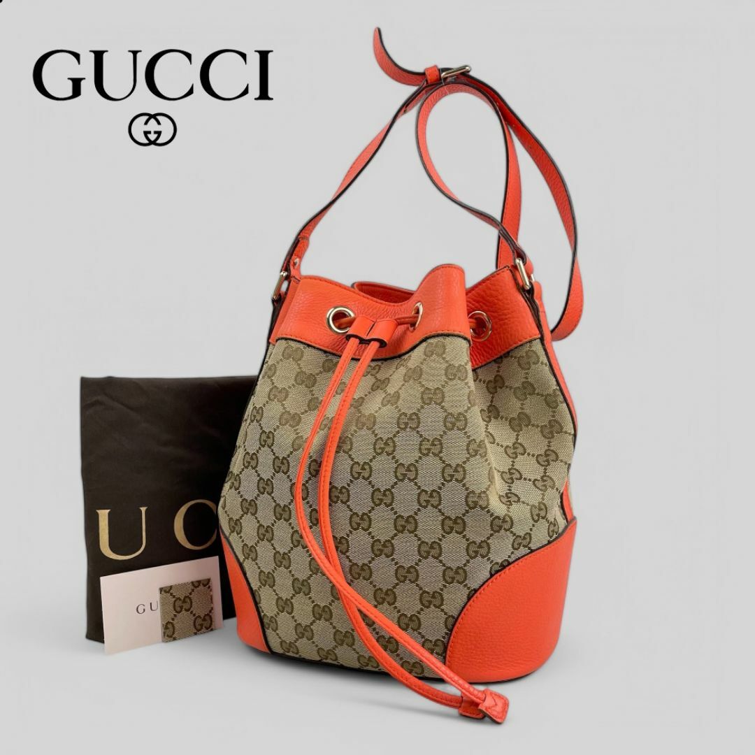 GUCCI - ほぼ未使用□GUCC□ GG柄 GGキャンバス 巾着ショルダー GUCCI - ほぼ未使用□GUCC□ GG柄 GGキャンバス 巾着ショルダー